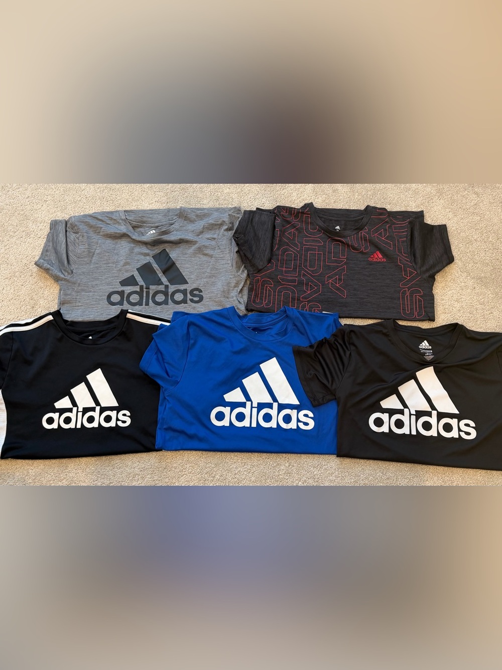 adidas Kids Short Sleeve Logo Tee Pack - Blue, Black, Gray